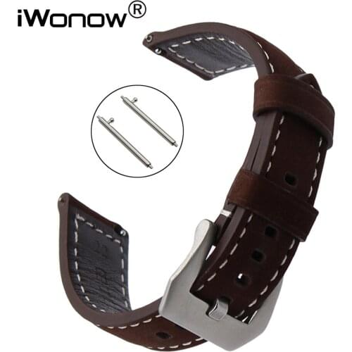 22mm Quick Release Italian Genuine Leather Watchband for Pebble Time / Steel Moto 360 2 46mm Vector Watch Band Wrist Strap Brown