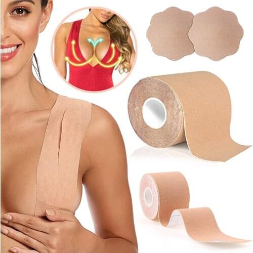 Women Boob Tape Bras For Adhesive Invisible Nipple Covers Silicone Sticky Bralette Breast Lift Tape Strapless Push Up Bra Tapes