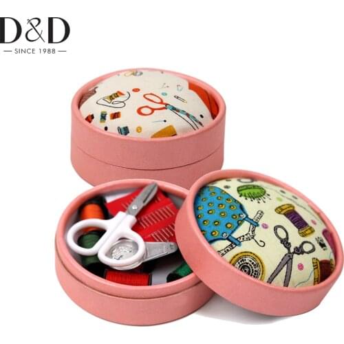 D&D Portable Sewing Kits Box Multifunction Pincushion Case Needle Threads Scissors Storage Box Sewing Tools Organizer