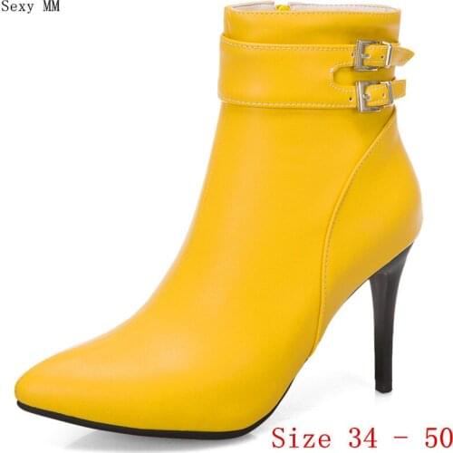 Spring Autumn High Heel Women Ankle Boots Woman Short Boots High Heel Shoes Plus Size 34 - 40 41 42 43 44 45 46 47 48 49 50