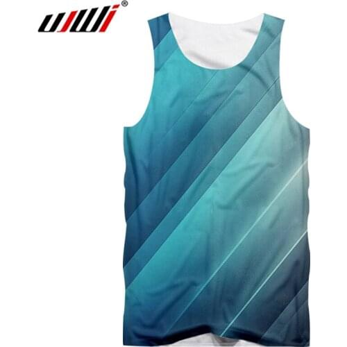UJWI New Casual Sleeveless Striped Mens Tank Top 3D Print Harajuku Loose Wholesale Large Size Tee Shirt