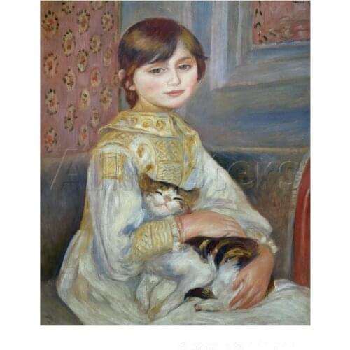 Modern art paintings Portrait of Julie Manet or Little Girl with Cat hand painted art by Pierre Auguste Renoir High quality