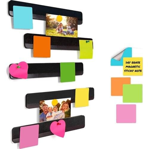 Combo Bulletin Board Strips - 5 Black Self Adhesive Backing Magnetic Metal Felt Push Pin Bars,Home Office Memo