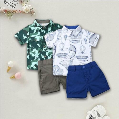 Summer Toddler Baby Boy Clothes Dinosaur Print Shirt Tops Short Pants 2Pcs Outfits Casual Clothes Summer
