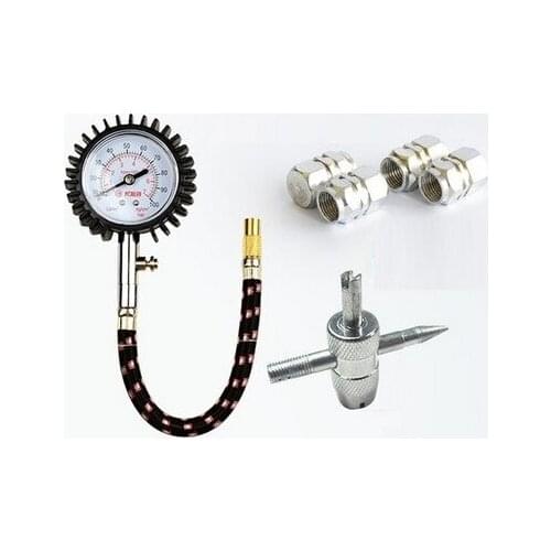 Mechanical tire pressure gauge tyre pressure monitor with tire exhaustion outgassing valve and valve spanner wrench