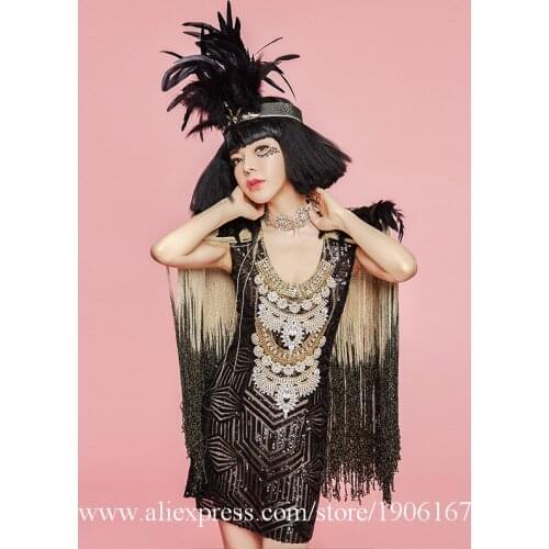 Fashio Sexy Lady Party Evening Dress Stage Performance Dance Costumes DS Singer Masquerade Clothes With Headwear