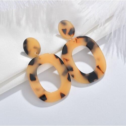 Fashion Leopard Earrings Acetate Earrings Personality Atmosphere Exaggerated Geometric Round Acrylic Party Dangle Drop Earrings