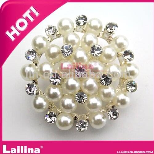 Fashion style round pearl rhinestone buckle
