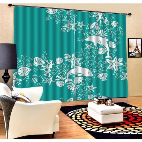 Blue curtains 3D Curtain Luxury Blackout Window Curtain Living Room Decoration curtains
