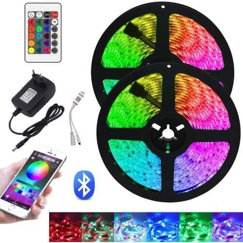 LED Strip Light Bluetooth 5M 10M 15M 20M RGB 5050 SMD Flexible Ribbon Waterproof RGB LED Lights 5M 10M Tape Diode DC 12V Power