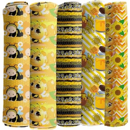 Animal Bullet Fabric Printed Cute Bee Cartoon Bubble Polyester Cotton Stretch Cloth 50*145cm for DIY Craft Dress Sewing Supplies