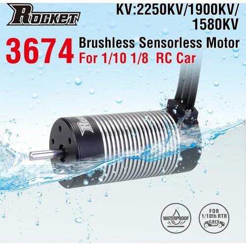 Rocket 3674 Waterproof Brushless Sensorless Motor 2250KV 1900KV 1580KV for 1/8 1/10 Tamiya GTR Traxxas RC Drift Racing Car