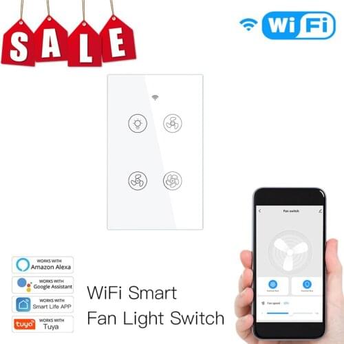 Tuya Wifi Fan Light Switch, Smart Ceiling Fan Lamp Switch With Various Speed Voice Controlled By Alexa, Google Home