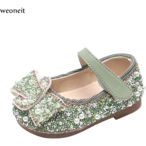 Weoneit Party Girls Shoes New Fashion 2020 Baby Children Kids Girl Princess Leather Black Pink Beige Shoe Autumn CN Size 15-25