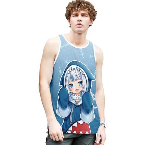 Japanese Shark Girlish Kawaii Cosplay Fashion Anime 3d Bodybuilding Tank Tops Sleeveless Men Women Fitness Vest Casual Clothes