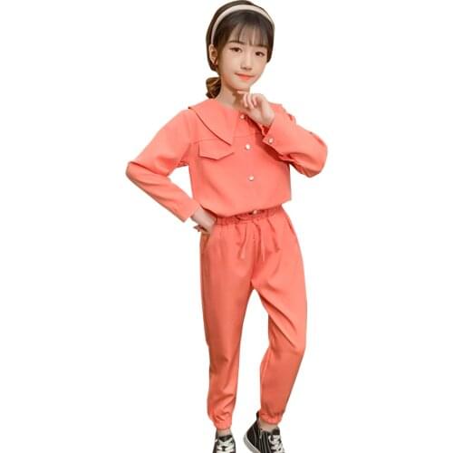 Teen Girls Clothing Solid Color Clothing For Girls Tshirt + Pants Girls Sets Clothing Spring Autumn Childrens Clothing