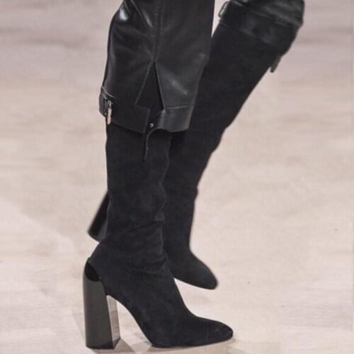 Sexy Over The Knee Boots For Women Suede Pointed Toe Thigh High Boots Thick Heels Fashion Winter Boots Women Botines Mujer 2020