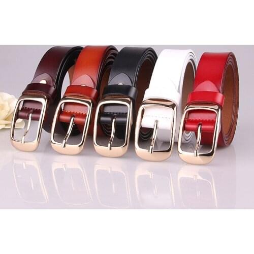 2019 Designer Genuine Leather Belt Women Square Pin Buckle Luxury Cowhide Strap Casual Simple Waistband Fashion Jeans Belt