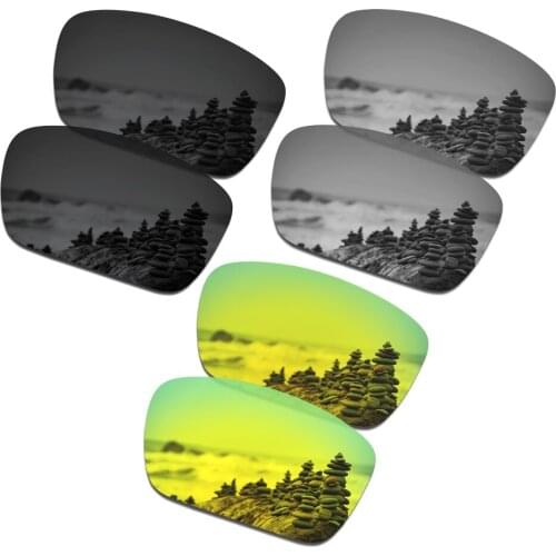 SmartVLT 3 Pairs Polarized Sunglasses Replacement Lenses for Oakley Fuel Cell Stealth Black and Silver Titanium and 24K Gold
