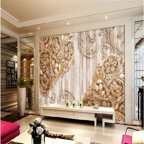 3D embossed European pattern wood grain wallpapers mural background wall 3d murals wallpaper for living room