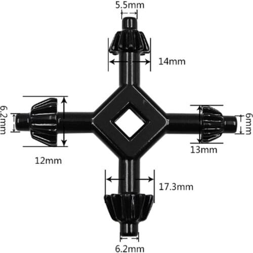 1pc 4-Way Drill Press Chuck Key Alloy Black Combination Wrenches Chuck Keys Metal Power Tool Accessories 1/2" 9/16" 5/8" 11/16"