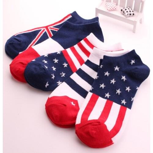 5 pairs / lot Spring summer New men socks Cotton flag short socks Man 's boat socks