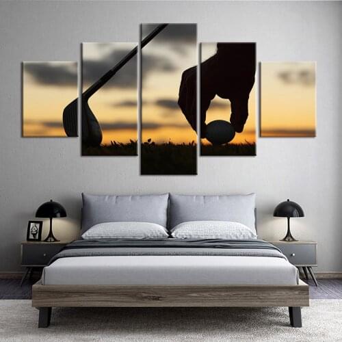 5 Pieces Canvas Golf Ball Course Leisure Sport Landscape Poster Wall Art Prints Paintings Pictures Home Decor