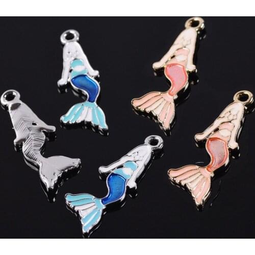 10pcs 31x11mm Mermaid Enamel Metal Charm Loose Pendants Beads Wholesale lot for Jewelry Making DIY Charms Findings