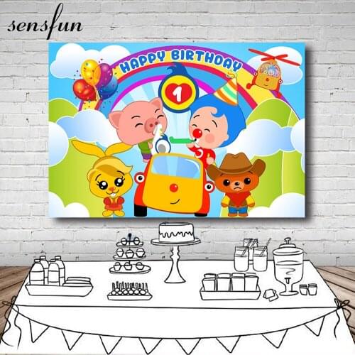 5 Options Cartoon Payaso Plim Plim Backdrop For Photography Kids 1st Birthday Party Banner Baby Shower Boys Backgrounds Custom