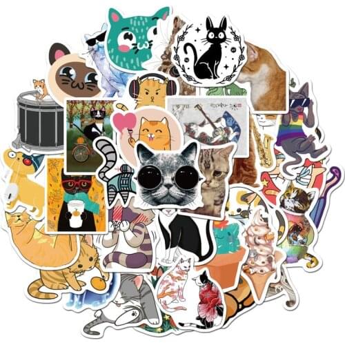 50 Pcs Cute Cats Animal Graffiti Sticker Mixed Style Toys For Suitcase Laptop Bike Luggage Car Scooter Skateboard Sticker LD