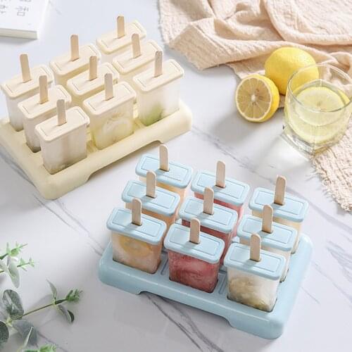 9Sets Of Ice Cream Mold Silicone Ice Tray Ice Maker Iced Cream Multi-cell Design Stick Ice Popsicle Mold Cake Chocolate Mold