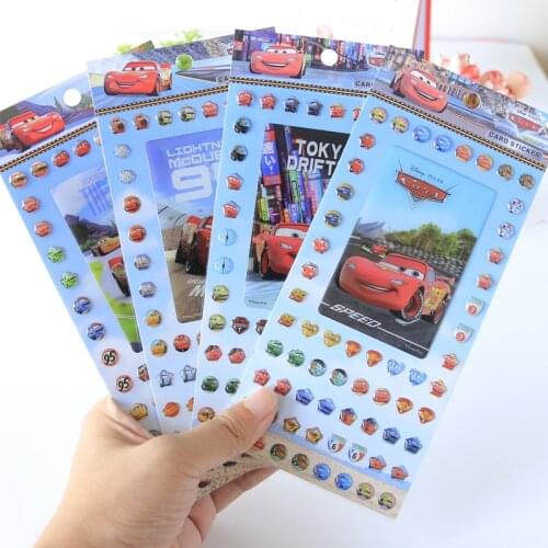 Cars Student Card Sticker Cartoon Disney Anime Figure Lightning McQueen Crystal Epoxy Three-dimensional Mini Kids Cartoon Paper