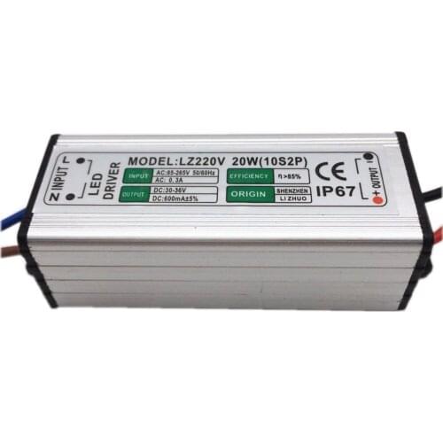 5pcs LED Driver 600mA 20W AC85V-265V to DC 30-36V Switch Adapter Transformer Power Supply IP67 For LED Floodlight spotlight lamp