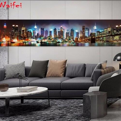 Large 5d diy Diamond Painting square round drill"City Night Landscape"Diamond Embroider full Rhinestone mosaic home decor gift