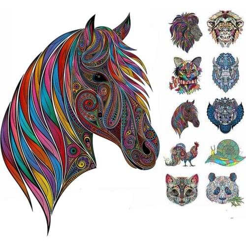 Animals DIY Wooden Jigsaw Puzzle Mysterious Lion Wooden Puzzle 3D Puzzles Gift For Kids Wood DIY Crafts Animal Shaped Wood