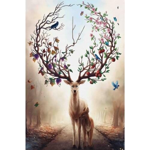 DIY Digital Painting By Numbers Package Flowers antlers oil painting mural Kits Coloring Wall Art Picture Gift frameless