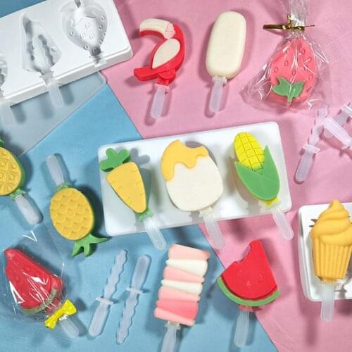 Ice Cream Mold Food Grade No Odor Cartoon Pattern Handmade Ice Pop Mould for Kids Ice Pop Mould