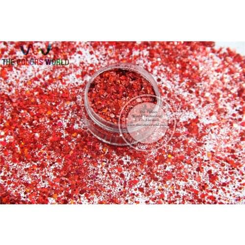 H321514-146 Mix Holographic Red Colors Hexagon shapes Glitter for nail art and DIY decoration 1Pack =50g