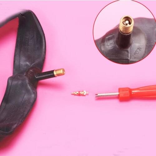 1 set Schrader Valve Core Wrench MTB Gas Nozzle Removal Tool Screwdriver Tire Repair Tool + Copper Schrader Valve Core