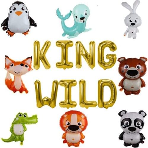 KING WILD Balloons,Gold Letter Foil Balloons for Baby Birthday,Baby Girl Boy Birthday funny party