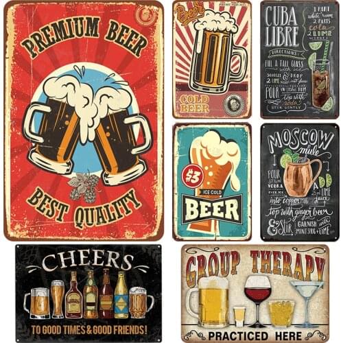 Pub Shots Menu Beer Advertise & Cheer Slogans Retro Vintage Signs Bar Decoration Wall Decor Metal Plate Poster For Beer Festival