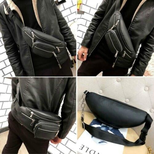 Fashion Men Women Leather Fanny Pack Waist Bag Shoulder Chest Bags Travel Purse