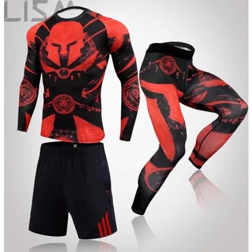 2021 Men Sportswear Compression Suits Breathable Gym Clothes Man Sports Joggers Training Gym Fitness Tracksuit Running Sets 3XL