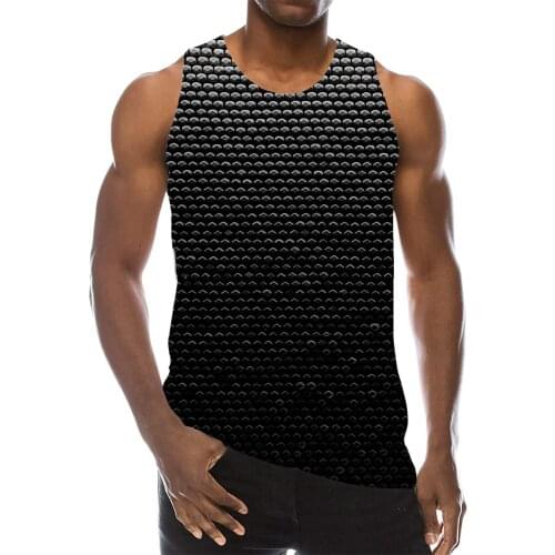 Mens Graphic Tank Tops 3D Print Boy Black Sleeveless Pattern Top Black Tees Men Black Style Top