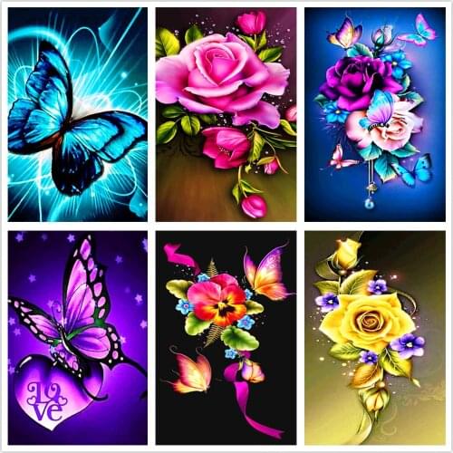 New product DIY 5D full square/round diamond painting butterfly diamond embroidery set mosaic landscape home decoration
