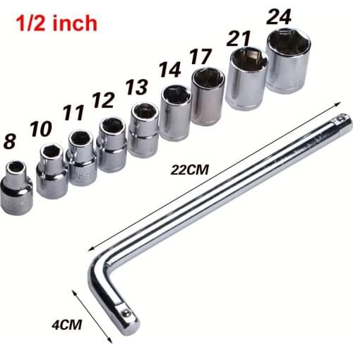 High Hardness Sleeve Combination Set Carbon Steel Car Repair Tool 1/2" Hex Socket Wrench Screwdriver Hardware Tool Portfolio