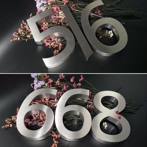 House Numbers 0-9 A-Z Indoor Metal Modern Silver Stainless Steel Letter Sign Address Home Apartment Door Sign Name Plates