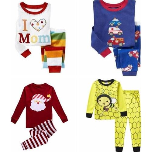 Newest Full Sleeve Cotton Boys Pajamas Childrens Sleepwear Baby Nightwear Pyjamas Kids Homewear Girl Clothes Pijamas