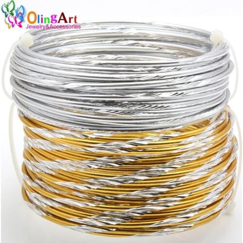 OLINGART 5M/lot 2.0mm Pattern Aluminum wire gold / silver soft craft versatile New metal wire DIY Handmade jewelry making A