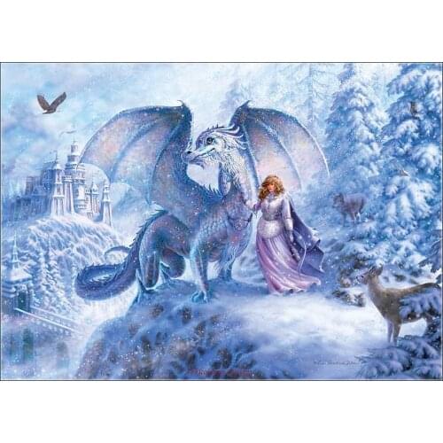 Counted Cross Stitch Kits Needlework Embroidery - Crafts 14 ct Aida DMC Color DIY Arts Handmade Home Decor - Ice Dragon